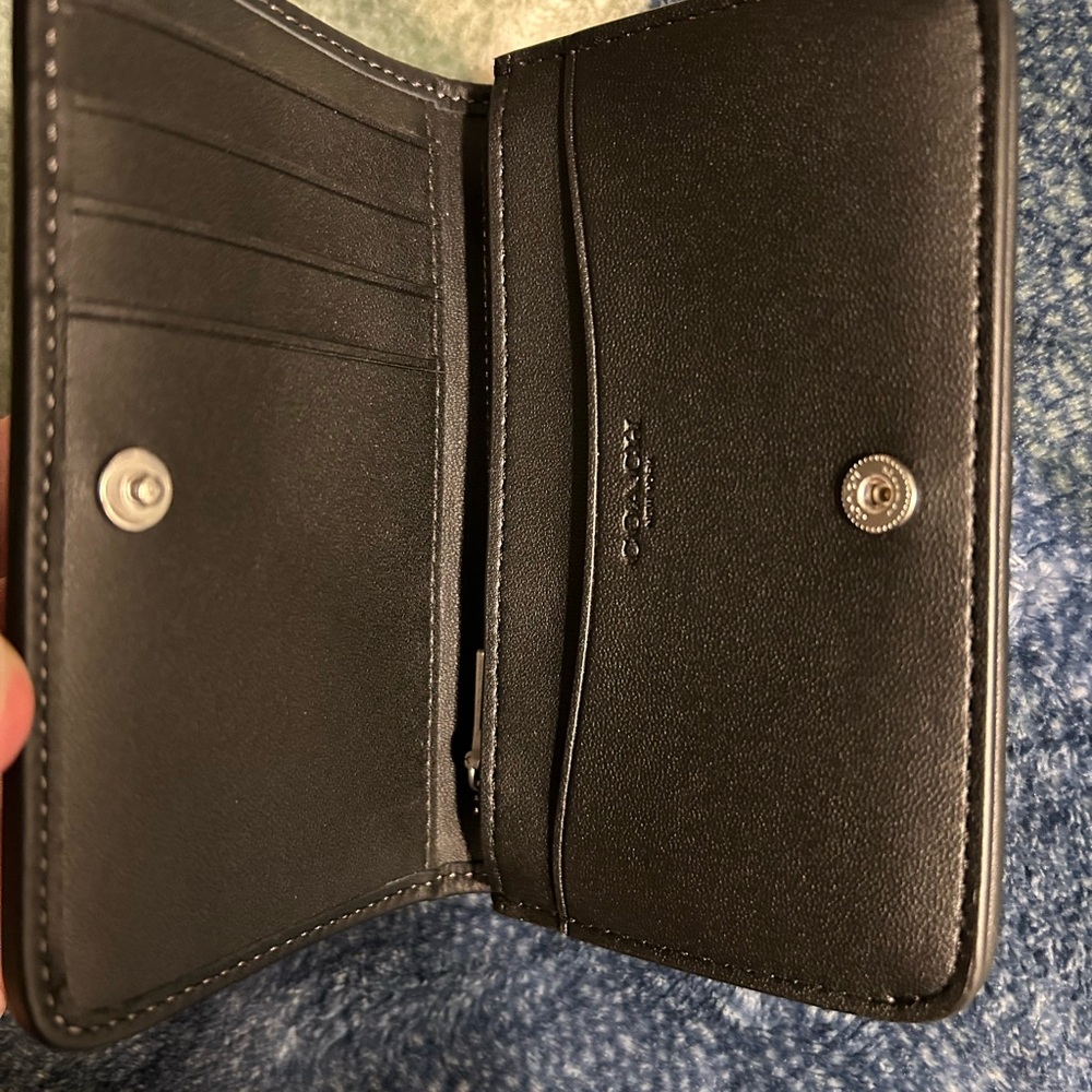 Coach Essential Slim Card Case In Black Crystal Signature Jacquard - Picture 4 of 5
